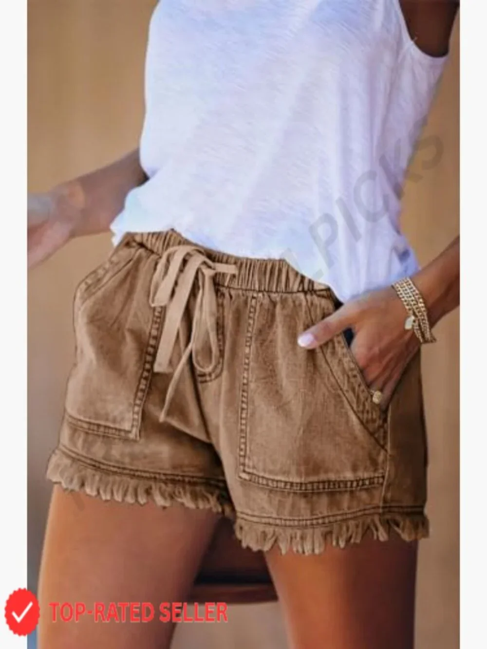 Baggy Denim Hot Pants Elastic Waist Drawstring Comfy Casual Summer Shorts